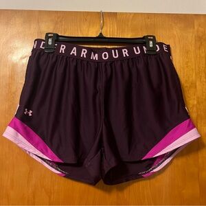 Under Armour Women's Purple Athletic Shorts with Pink Accents Size LG